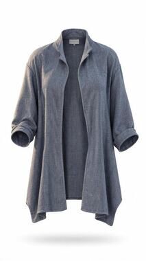 NWT Canvas Duster Jacket Women L Blue Open Front 3/4 Sleeve Boho